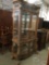 Large antique style modern 2pc hutch with ornate detail and glass shelving/doors - as is