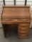 Vintage Oak Roll Top Desk with 4 Drawers - no key