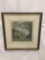 Antique Etching of European Countryside Signed by the Artist - color etching in frame