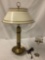 Vintage brass table lamp with tin shade and miners oil lamp look base - circa 60's