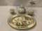 4 pc antique tea set by Coalport - England marked AD 1750 - Leadless Glaze, teapot has crack, as is