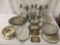 24 pc lot - weighted sterling silver candleholders (Gorham) antique silver-plate & silver over