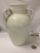 Large ceramic hand made crockery jug with double handles and nice off-white glaze