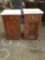 2 matching antique marble top side tables or nightstands with rustic charm