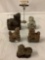 Lot 5 vintage/antique chinese foo dog statues. 2 are Jade, and 3 are wood