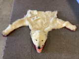Vintage 1960's-70's RARE partial Polar Bear skin rug - needs restitched in some places