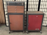 3 metal tool storage cabinets/tool boxes on wheels - 1 Work Shops - Tool Locker & 1 stacking cabinet