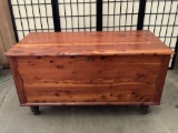 Vintage wooden Cedar blanket chest - shows some wear unmarked