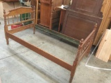 Antique spiral carved oak twin size bed frame - classic Americana