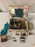 Selection of fine estate jewelry incl. earrings, bracelets and more in jewelry box