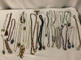 35+ estate jewelry pieces , costume jewelry, necklaces, glass animal pendant necklaces, and more