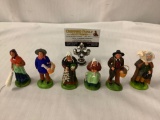 6 painted clay M. Carbonel figures, made in France - see pics