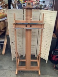 Large wooden Art District easel on wheels