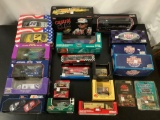 22 various diecast NASCAR racing collectibles in original box/ packaging; Mac Tools, Brickyard 400