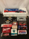 14 diecast collectible cars/ beer advertising trucks; Budweiser King Racing, Cheerwine Soft Drink