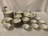 64 pc of vintage gold rimmed porcelain china, service for 8 (partial) - marked in Japan