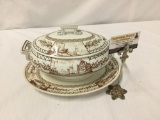Large KW Esther Moore & Co Porcelain soup tureen/serving dish with plate - no spoon as is