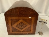 Small vintage oak drawer rounded top keepsake trunk - monogrammed BN