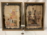 2 Ancient Egyptian style hieroglyph art on genuine papyrus by Lux Bazar - Hands Coming Down From The