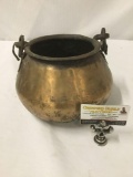 Antique hammered copper hanging pot with jointed bottom