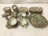 31 pc Chinese hand painted china set incl. plates, cups/sacuers and serving plate - marked