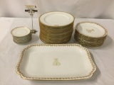 34pc Antique Haviland & Co Limoges porcelain set incl. serving tray and plates in 3 sizes
