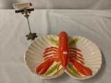 Antique ceramic lobster plate, marked: Soto 942, shows minor wear