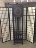 Antique Mission style open grandfather clock with pendulum and key - works