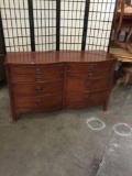 Vintage Dixie mahogany stain 8 drawer low boy dresser