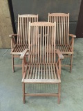 Lot of 3 vintage folding wood lawn chairs