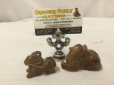 2 red Jade statues - Ram and dog in good cond