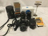 Minolta X700 Camera with 2 lenses an Albinar ADG and Rokkor X + a Albinar elect onion flash -