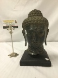 Vintage Metal Siddhartha Buddha bust statue