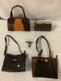 4x ladies purses / hand bags; Liz Claiborne, Brahmin, 2x unmarked, 1 without chain