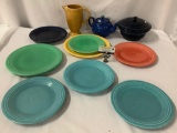 11 piece of china incl. Fiesta ware, Denby tea pot, Home Laughlin etc see pics and desc