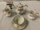 5 pc lot of vintage Theodore Haviland Limoges tea set in 2 patterns - made in France