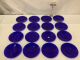 12x vintage cobalt blue glass small plates