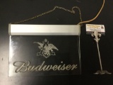 Vintage Annheuser Busch - Budweiser lit hanging glass wall sign - beer advertising light