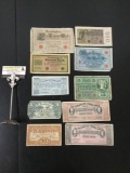 10 old Foreign bank notes, Estado de chihuahua 5 pesos 1915, 20 pesos 1915, 50 centavos 1914 etc see