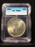 Silver Peace Dollar 1922-P MS64 ICG Graded