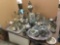 Huge Lot of Silverplate and Pewter Dishware, Candelabras, Lamp, and Serving Trays. See pics. Lamp is