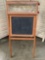 Antique children?s chalkboard easel with scrolling Native American art, approx 18x37 inches