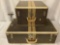 Pair of matching antique suitcases, monogrammed AAB, largest approx 17x29x9 inches. One is locked.