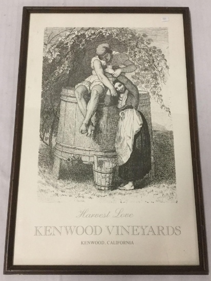 Harvest Love Kenwood Vineyards Advertising poster in black and white - modern frame