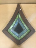 Green and Blue Stained Glass Hanging Art Piece