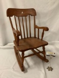 Vintage wood children?s rocking chair, approx 16 x 16 x 26 inches.