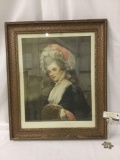 Antique framed portrait print - Mrs. Robinson by George Romney - circa 1912