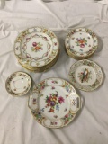 19 pc Schumann 3 styles of Dresden Pattern gold rimmed China Set, Old Dresden, Empress Dresden, and