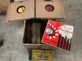 Open box lot of antique phonograph vinyl records, book sets, Bing Crosby, Larry Caton and more