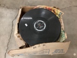 Open box lot of antique phonograph vinyl records without sleeves, approx 13x13x11 inches. Golden